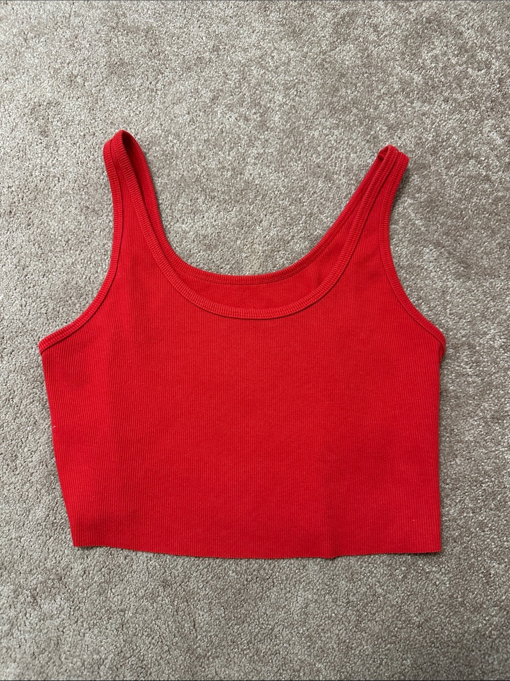 Red Ribbed Tank Crop Top - Women